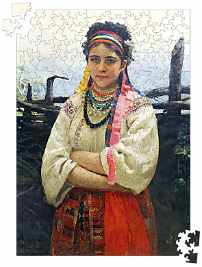 Книга Пазл дерев'яний. Українка біля тину. Ілля Ріпин